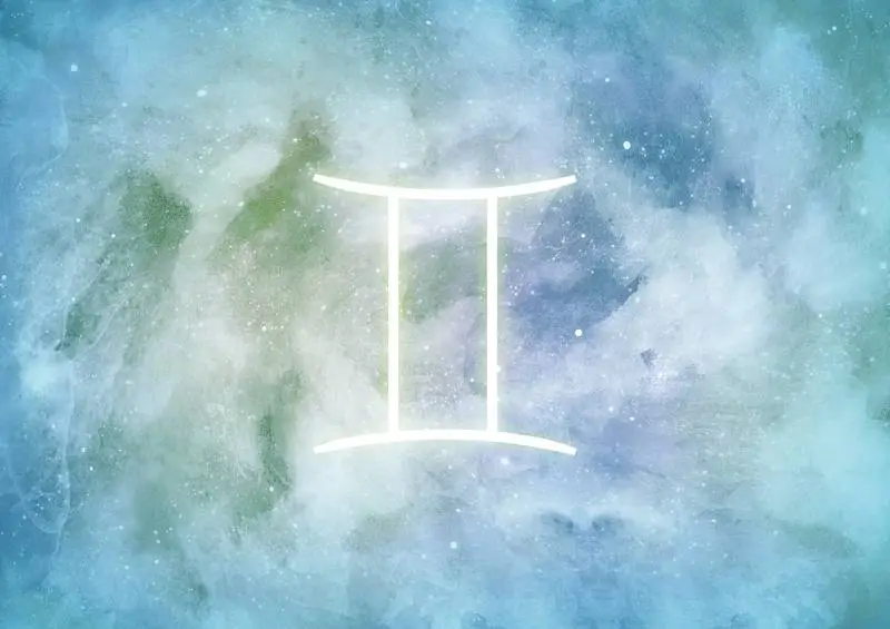 Watercolor Background with Gemini Zodiac Sign