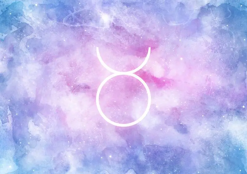 Watercolor Background with Taurus Zodiac Sign