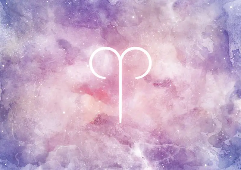 Watercolor Background with Aries Zodiac Sign