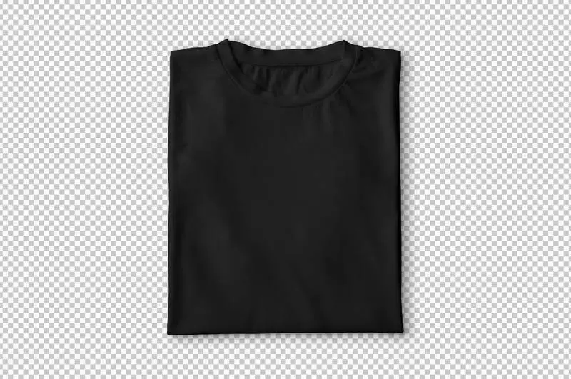 Isolated Black Folded T-Shirt