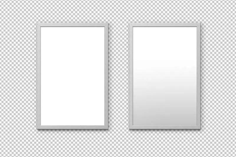 Isolated Pack of Posters with Metallic Frame