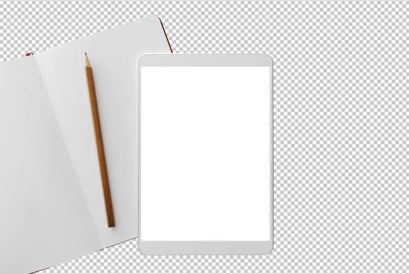 Isolated White Tablet and Notebook