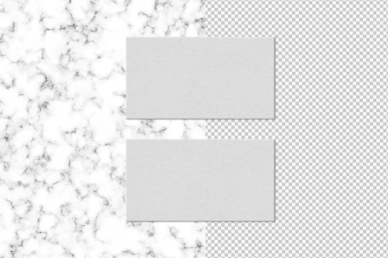 Isolated Pack of Business Cards with Marble Surface