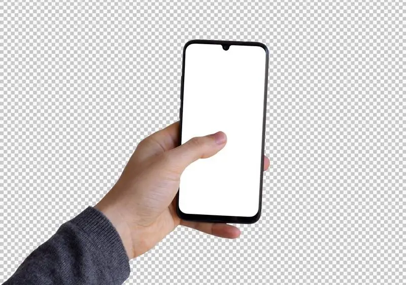 Isolated Left Hand Holding Smartphone