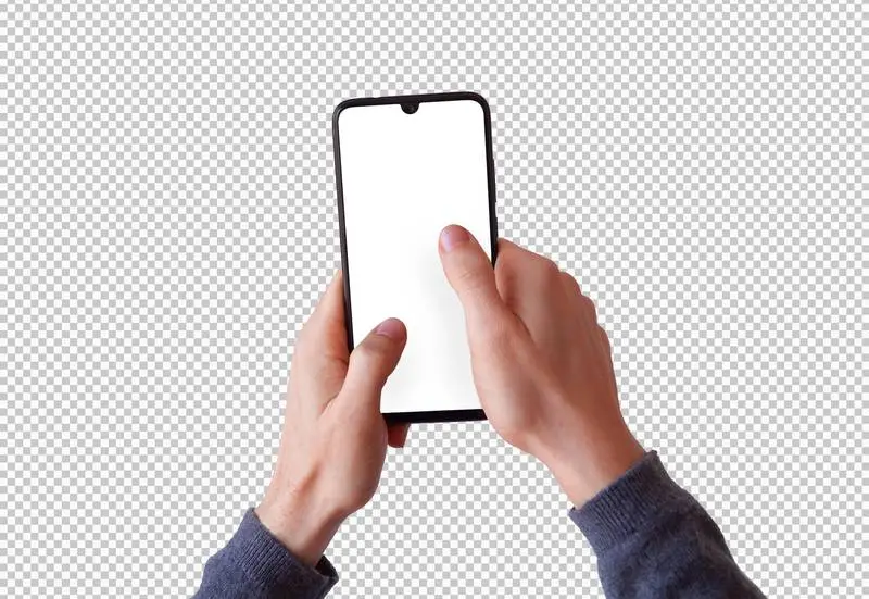 Isolated Two Hands Holding a Smartphone