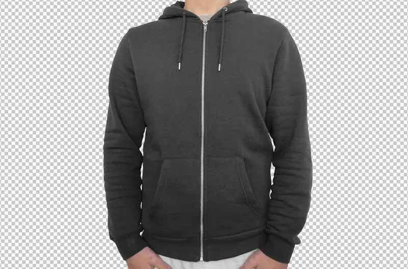 Isolated Black Hoodie with Zipper