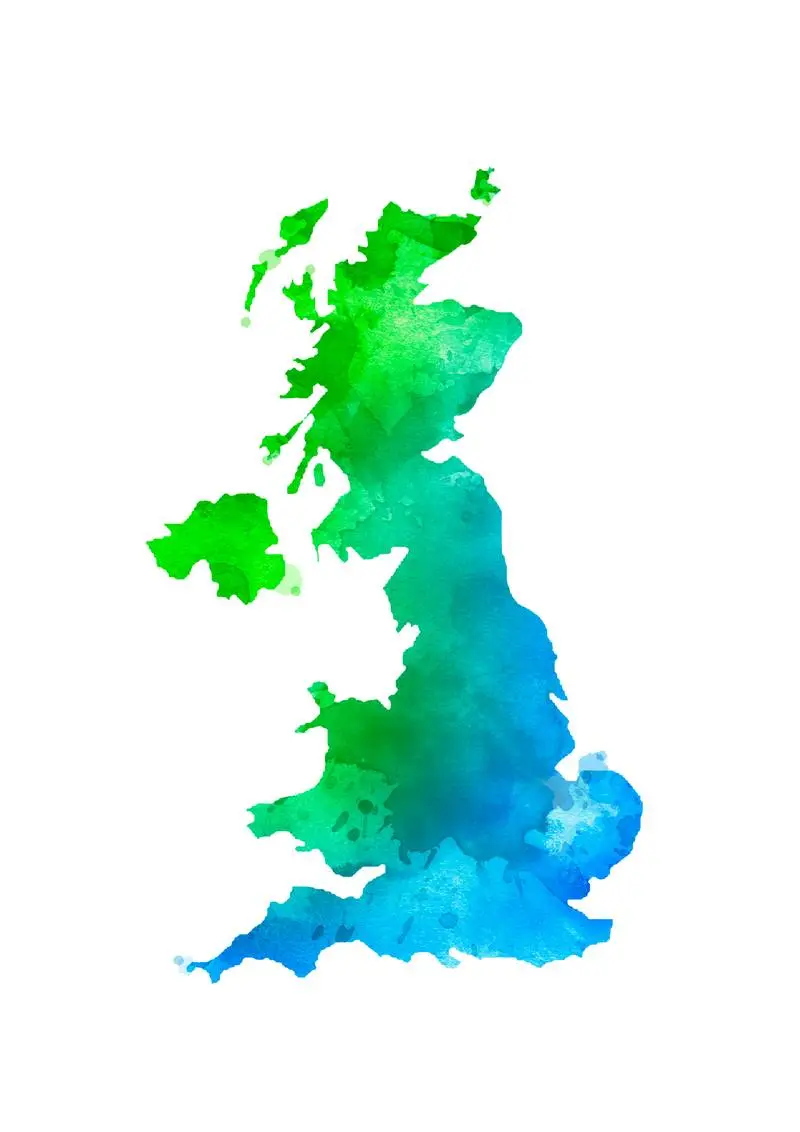 Colorful Isolated United Kingdom in Watercolor