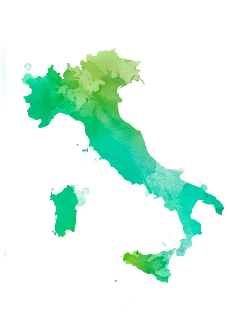 Colorful Isolated Italy in Watercolor
