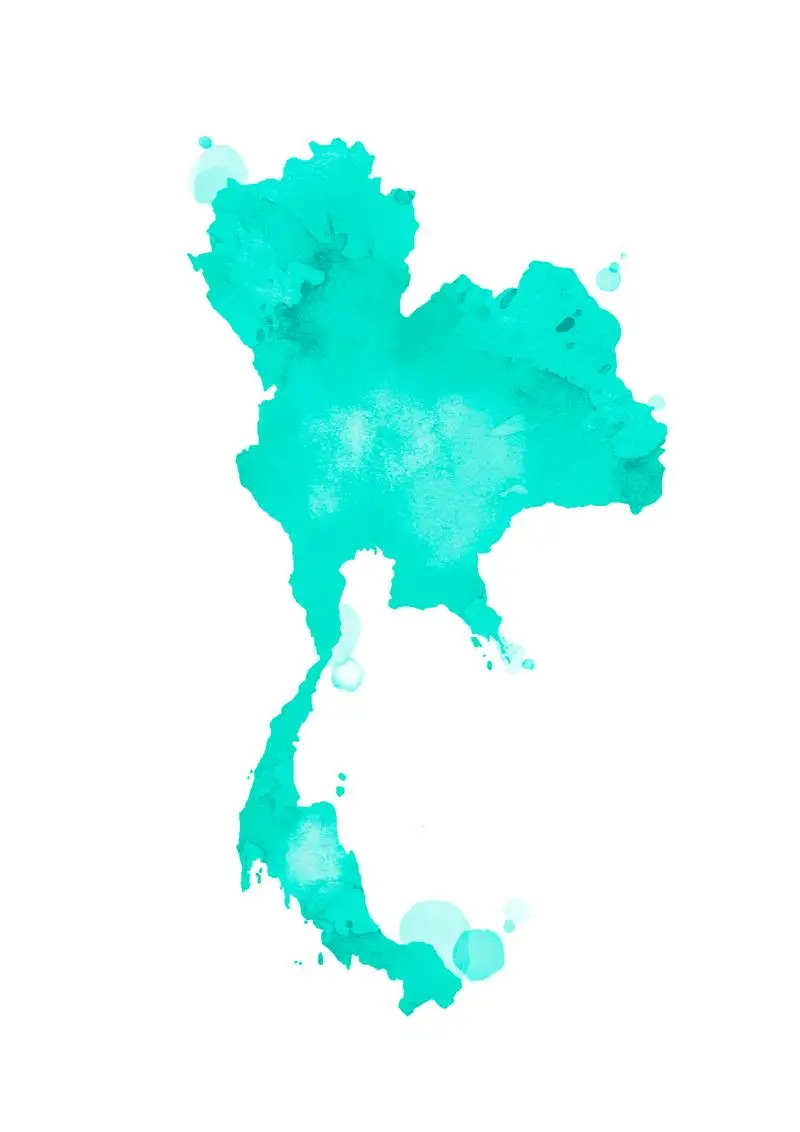 Colorful Isolated Thailand in Watercolor