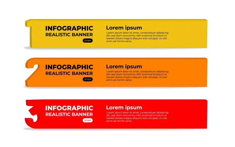 Colorful Realistic Banners for Infographic Steps