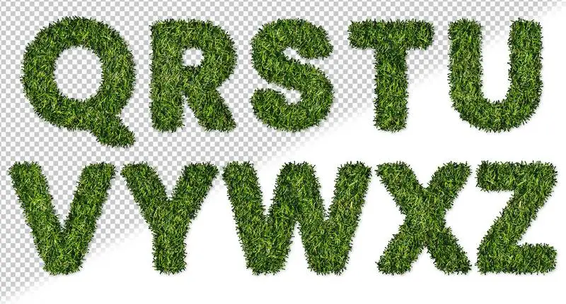 Grass Alphabet Letters Set Q to Z