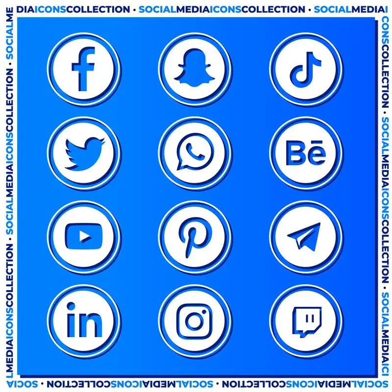 Collection of Social Media Icons Over Blue Gradient Surface