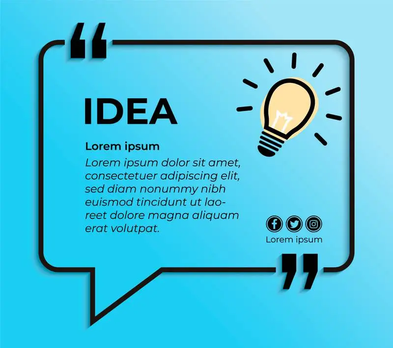 Blue Banner for Quote with Bulb Lamp