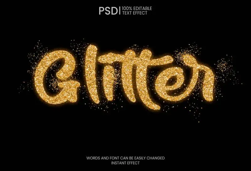 Editable Gold Glitter Text Effect