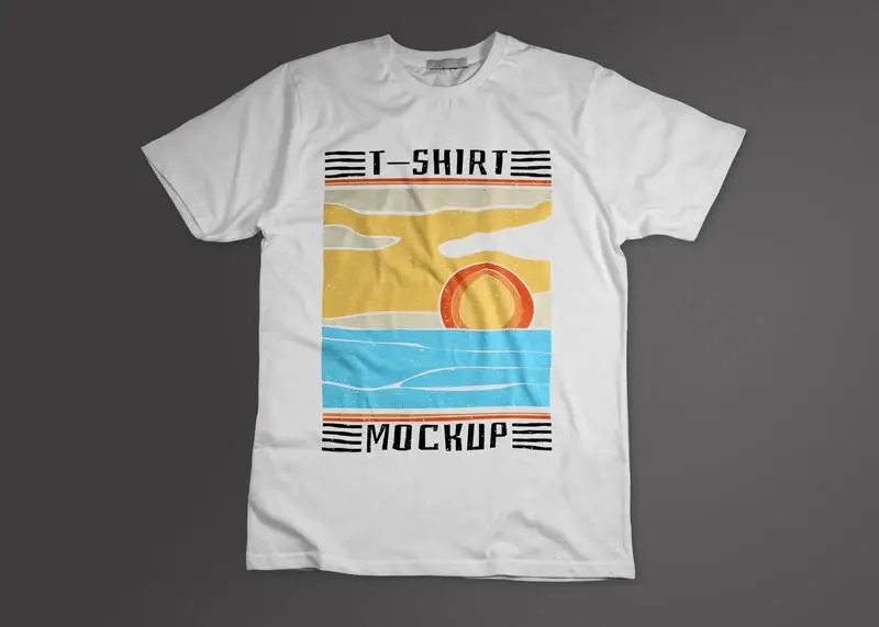 Mockup of a White T-Shirt on a Dark Grey Background