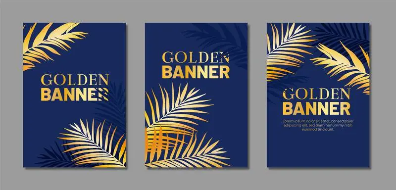 Collection of Blue Posters with Golden Palms
