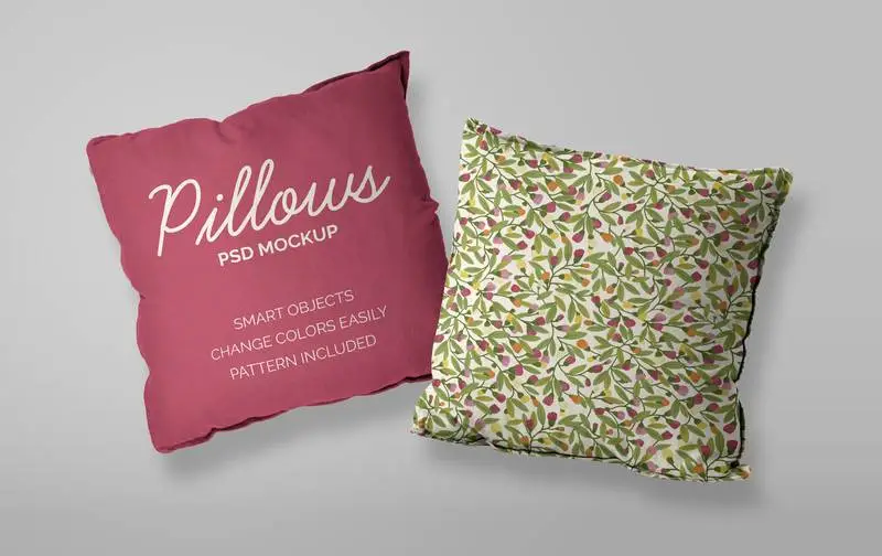 Mockup of Two Cushions on Light Background with Pattern Included