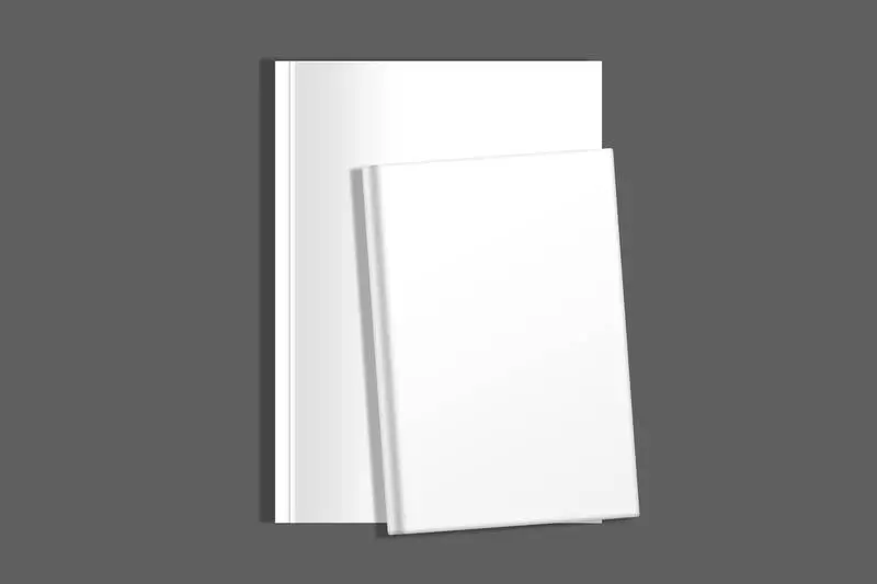 Isolated Book and Magazine Composition Mockup Over Wooden Surface