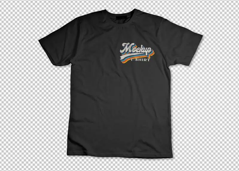 Black Opened T-Shirt Over Transparent Surface Mockup