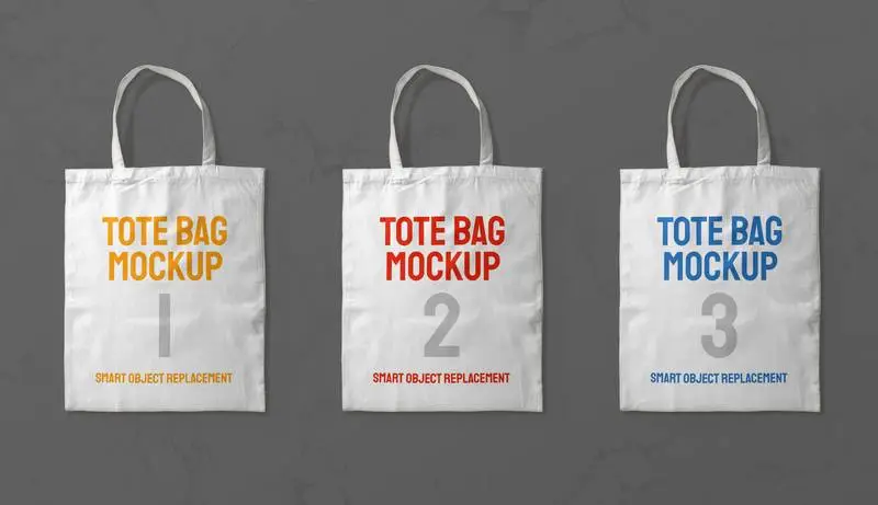Three Tote Bags Mockup