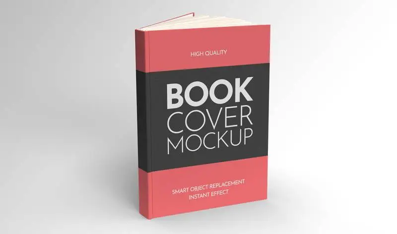 Mockup of a Half-Open Book Standing on a Light Background