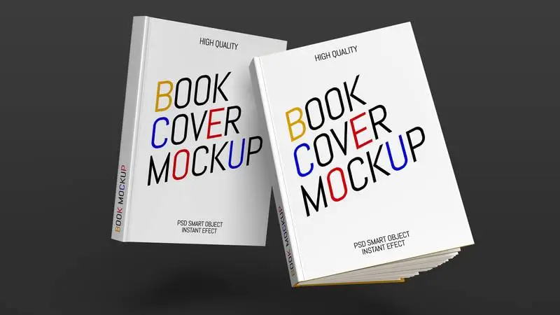Mockup of Two Books on a Dark Gray Background