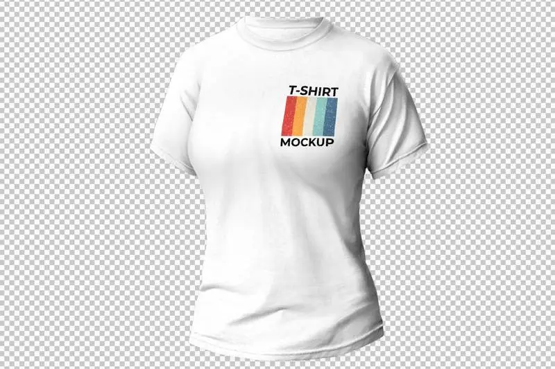White T-Shirt for Women Over Transparent Surface