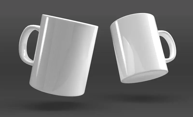 Two Blank Mugs on Black Background