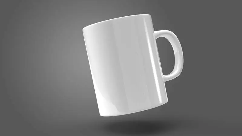 White Mug on Black Background