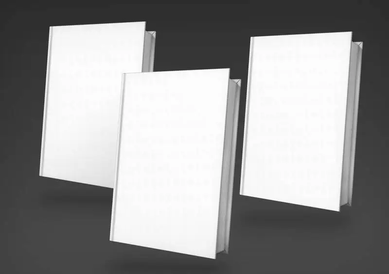 Three White Books Composition Over Dark Background