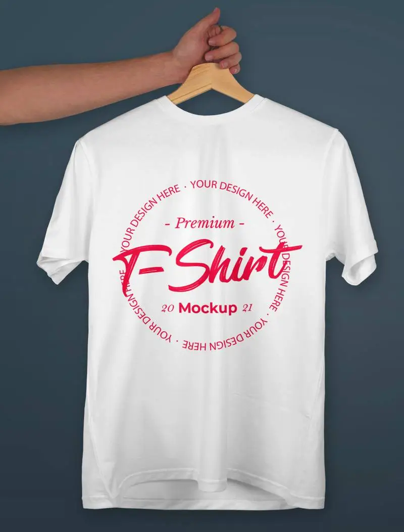 Mockup of White T-Shirt on a Hanger