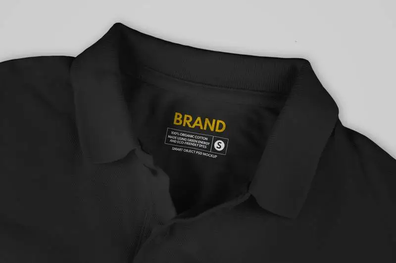 Black Polo Shirt Label Mockup