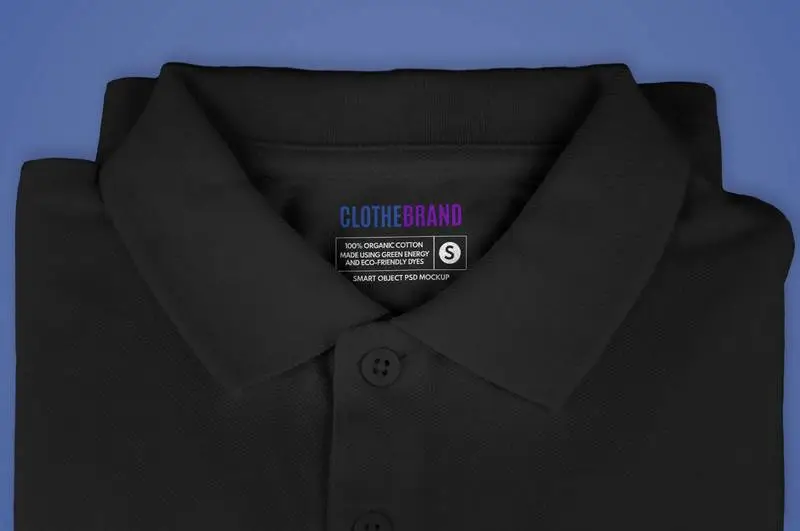 Folded Black Polo Shirt Label