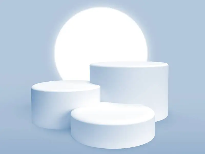 Three 3D Podiums for Product Presentation with Circle of Light