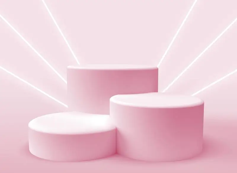 Three 3D Podiums for Product Presentation with Light Beams