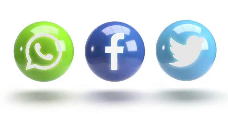 D Glowing Spheres with Social Media Logos