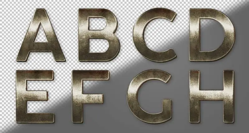 Golden Rust Metallic Letters A to H