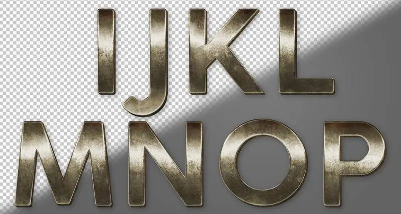 Golden Rust Metallic Letters I to P