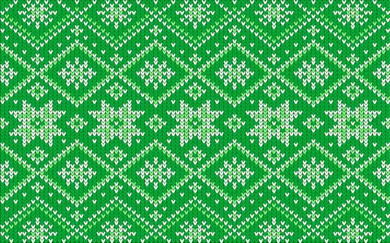 Christmas Jacquard Pattern with White and Green Geometric Shapes