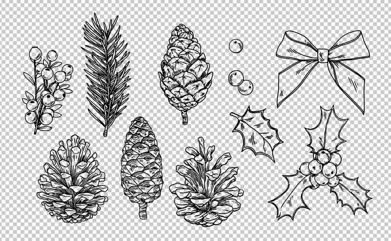 Set of Hand-Drawn Christmas Doodles