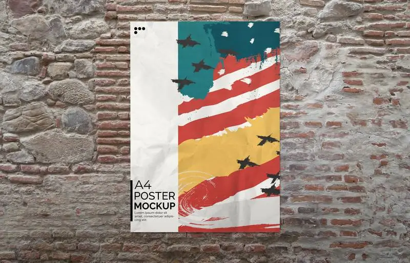 Poster on a Brick Wall Mockup