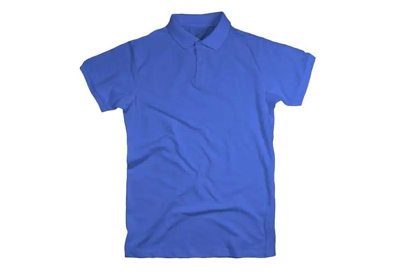 Blue Opened Polo Shirt Over White Surface