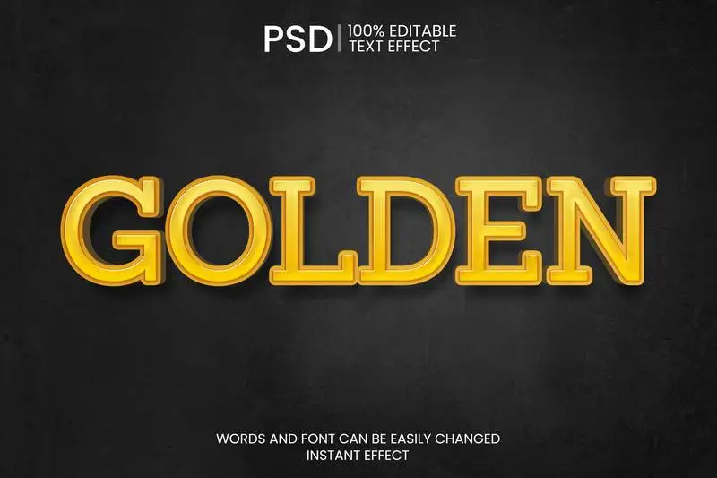 Golden Text Effect Over Black Surface