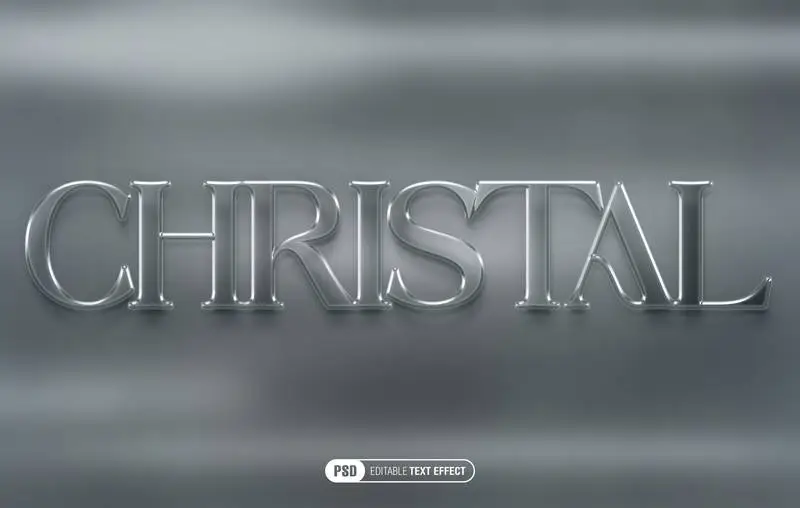 Crystal Text Effect Over Metallic Surface