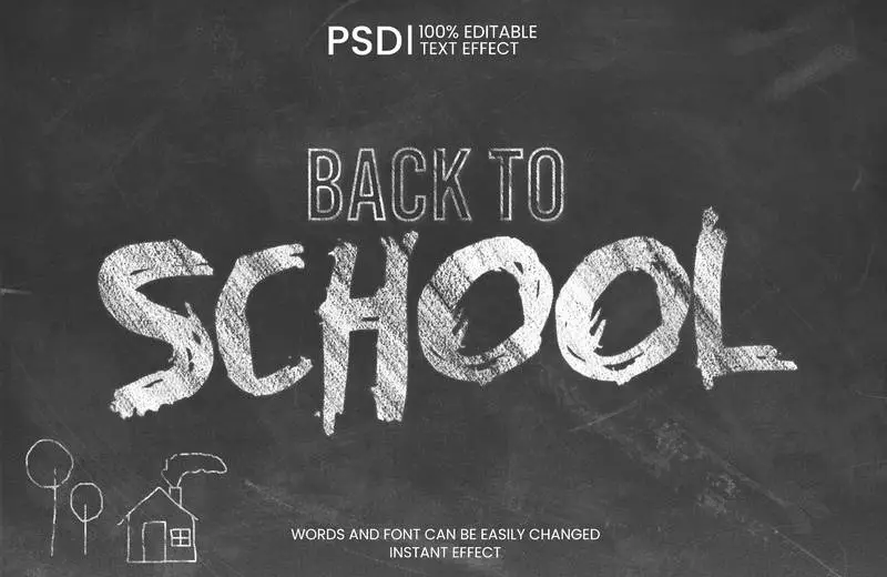 Back to School Hand-Drawn Over Blackboard Text Effect