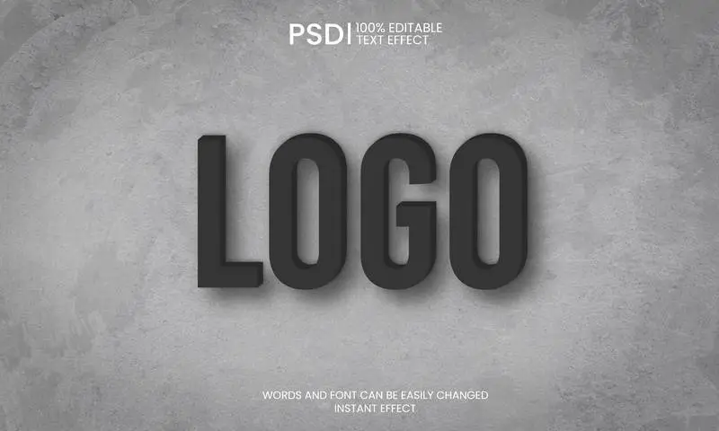 Black Logo Text Effect Over Concrete