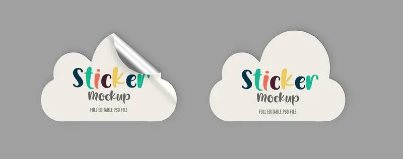 Pack of Cloud Stickers Mockup