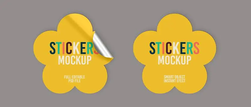 Pack of Flower Stickers Mockup