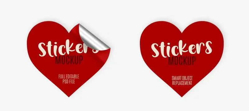 Pack of Heart Stickers Mockup