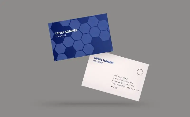 Blue Business Cards Mockup